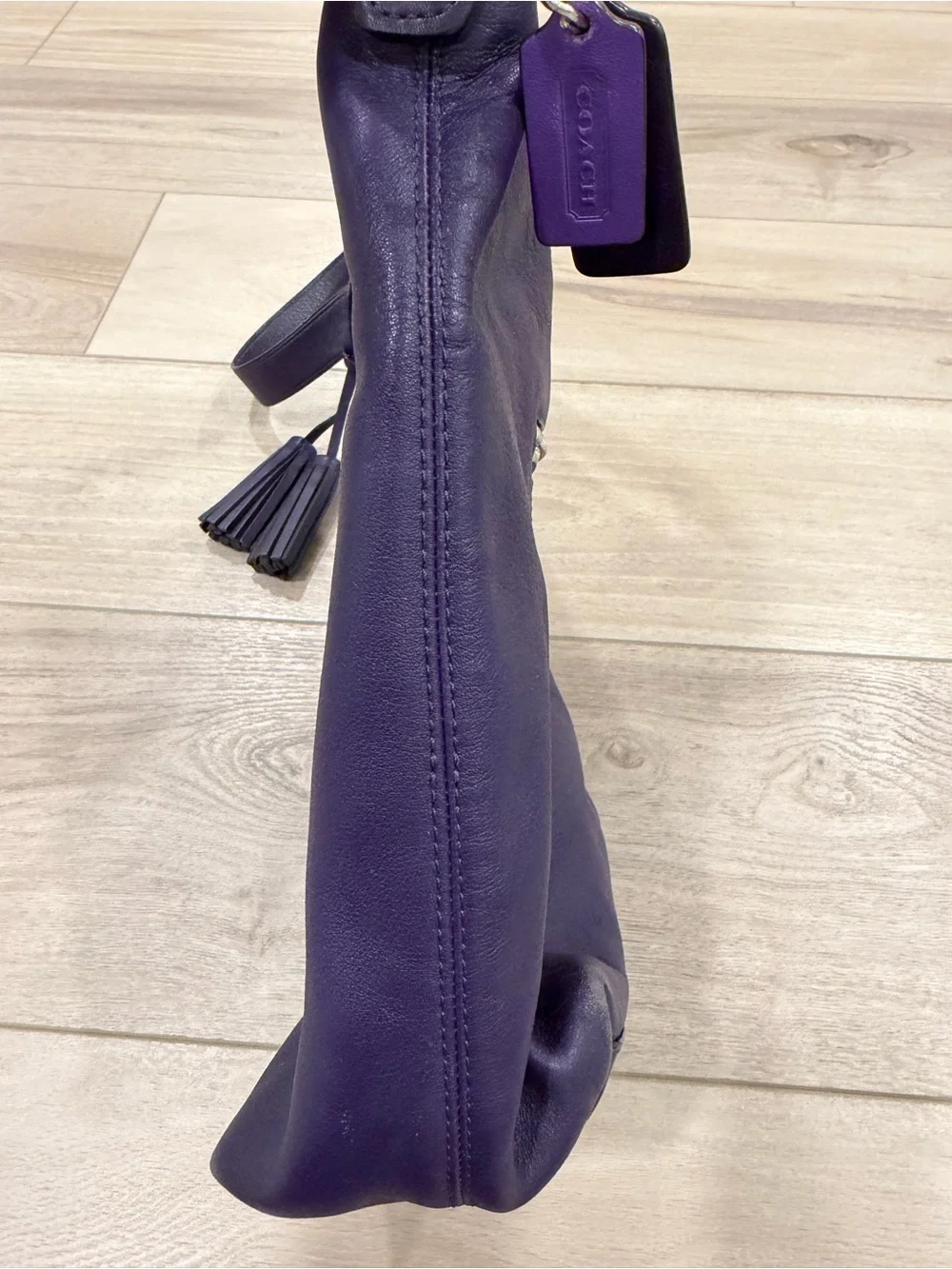 Coach Legacy Leather Hobo Crossbody Bag Purple Marine Plum Tassels 31242